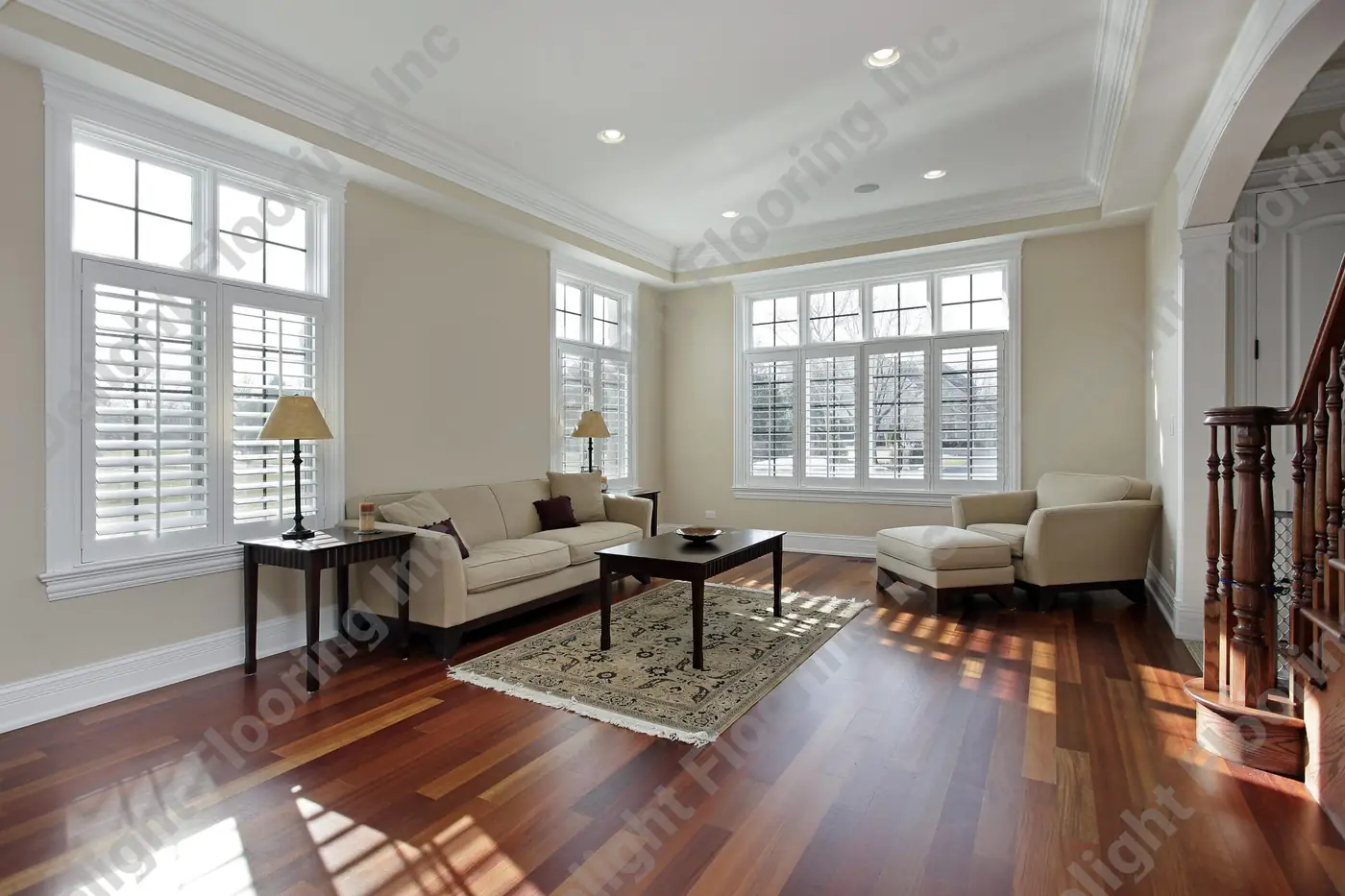 A close-up view of the hardwood flooring.
