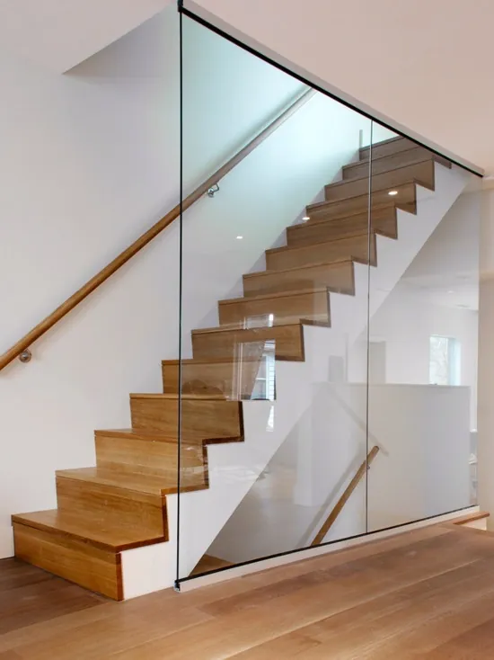 Wood stairs with glass