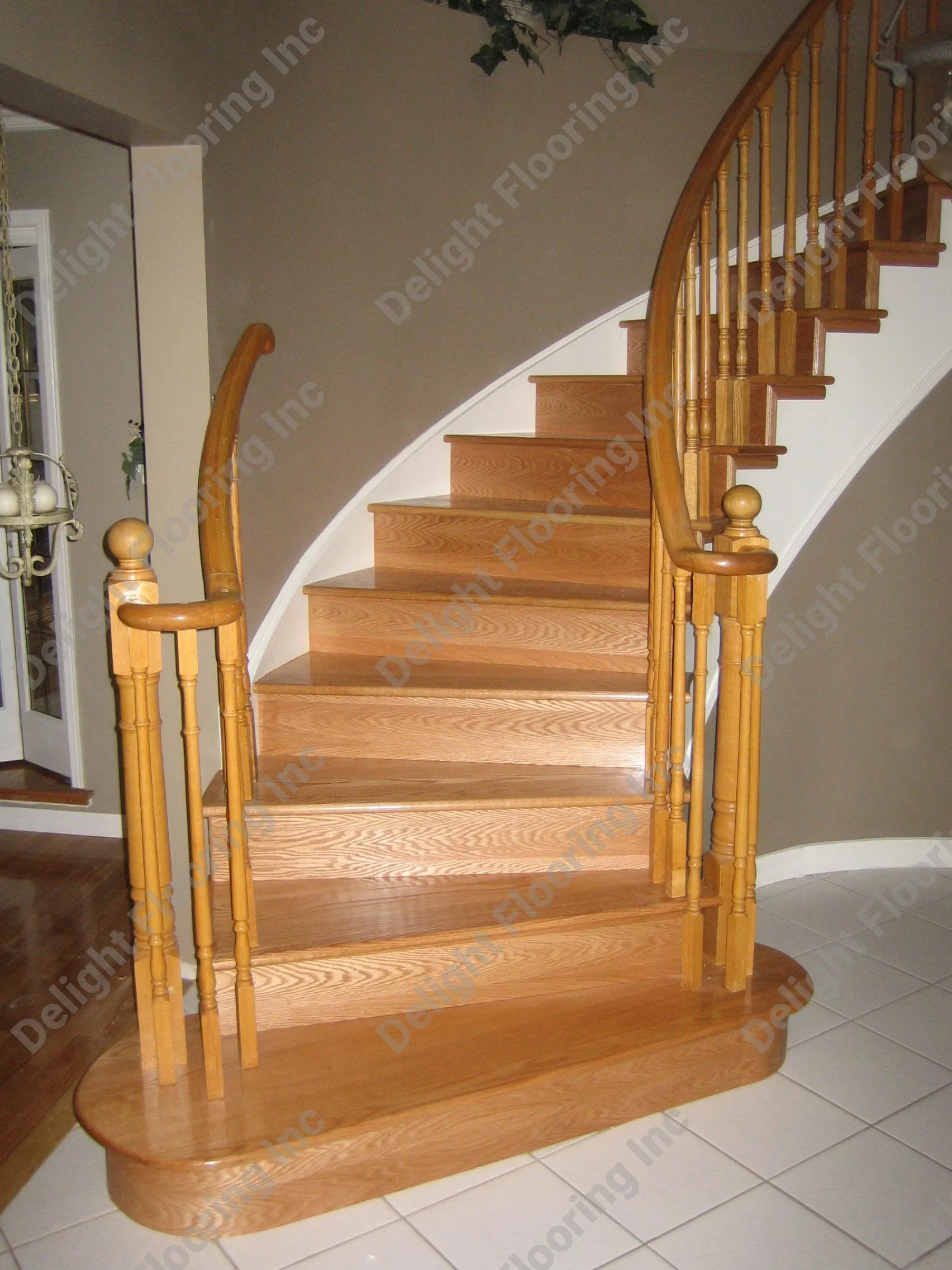 Hardwood stairs in a home renovation.